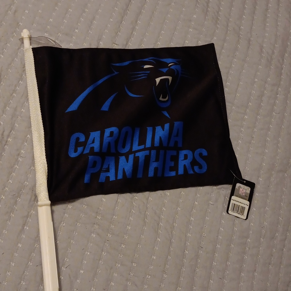 NFL Carolina Panthers Black and Blue Car Flag New With Tag